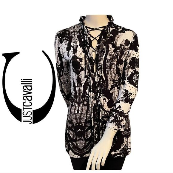 Just Cavalli Lace Up Top Size IT 46 but small cut (would fit Medium) - Picture 1 of 8